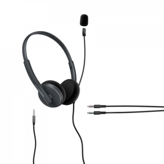 Energy Sistem Headset Office 2 Anthracite, On-ear, 3.5mm plug, retractable boom mic.