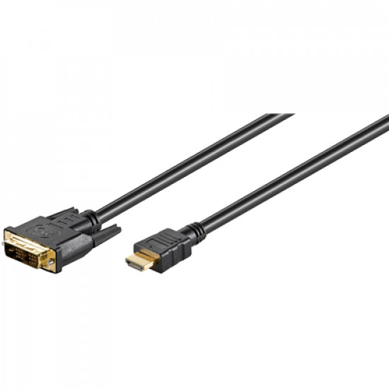 Goobay | DVI-D/HDMI cable, gold-plated | Black | DVI-D male Single-Link (18+1 pin) | HDMI male (type A) | HDMI to DVI-D | 2 m