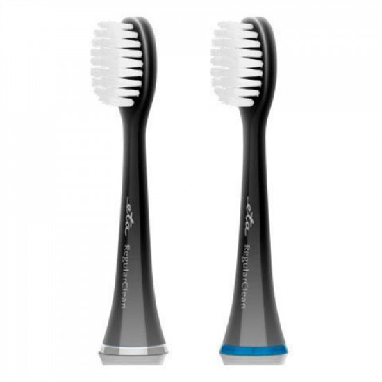 ETA Toothbrush replacement RegularClean ETA070790500 Heads, For adults, Number of brush heads included 2, Black