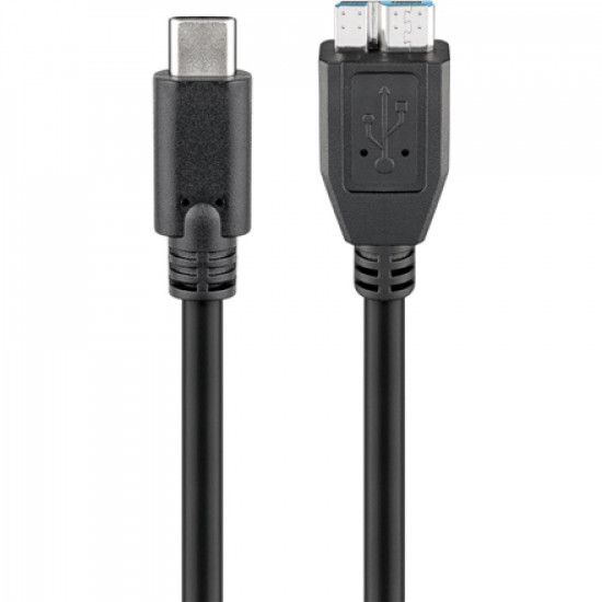 Goobay 67995 USB-C to micro-B 3.0 cable Round cable, SuperSpeed data transfer - The USB-C cable supports data transfer rates up to 5 Gbps - 10 times faster than USB 2.0 Quick charge function - USB-C charging cable for super-fast synchronisation and chargi