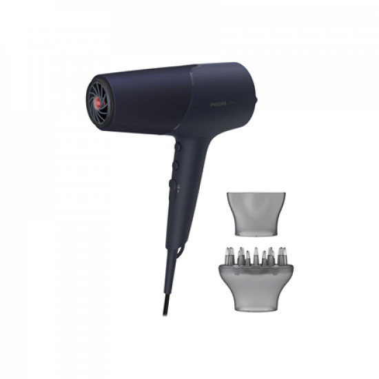 Philips Hair Dryer BHD510/00 2300 W, Number of temperature settings 3, Ionic function, Diffuser nozzle, Blue/Metal