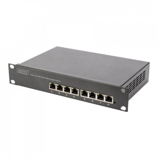 Digitus 8-port Gigabit Ethernet Switch DN-80114 10/100/1000 Mbps (RJ-45), Unmanaged, Rackmountable, Power supply type Internal, Ethernet LAN (RJ-45) ports 8