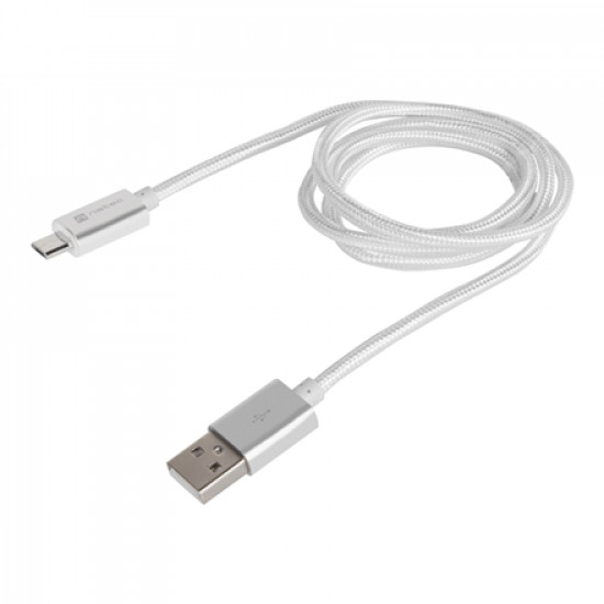 Natec Prati, USB Micro to Type A Cable 1m, Nylon, Silver