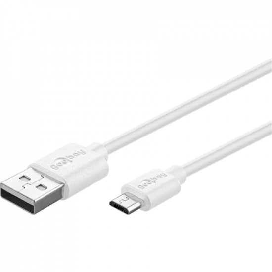 Goobay Micro USB charging and sync cable 43837 White, USB 2.0 micro male (type B), USB 2.0 male (type A)