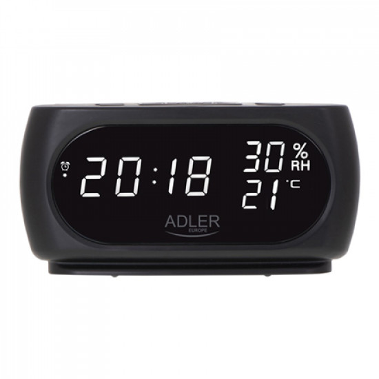 Adler Clock with Thermometer AD 1186 Black