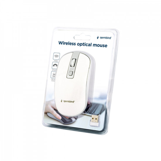 MOUSE USB OPTICAL WRL WHITE/SILVER MUSW-4B-06-WS GEMBIRD