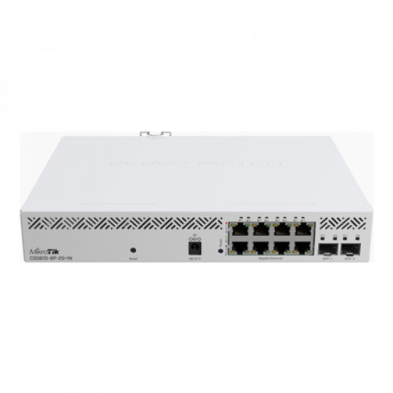 MikroTik Cloud Router Switch CSS610-8P-2S+IN No Wi-Fi, Router Switch, Rack Mountable, 10/100/1000 Mbit/s, Ethernet LAN (RJ-45) ports 8, Mesh Support No, MU-MiMO No, No mobile broadband, SFP+ ports quantity 2