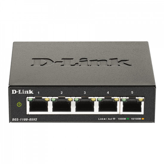 D-Link Smart Managed Switch DGS-1100-05V2/E Managed L2, Rackmountable, 1 Gbps (RJ-45) ports quantity 5