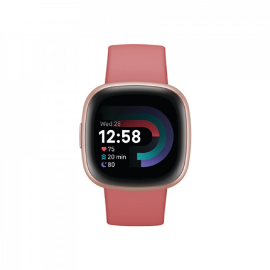 Fitbit Versa 4 Smart watch, NFC, GPS (satellite), AMOLED, Touchscreen, Heart rate monitor, Activity monitoring 24/7, Waterproof, Bluetooth, Wi-Fi, Pink Sand/Copper Rose