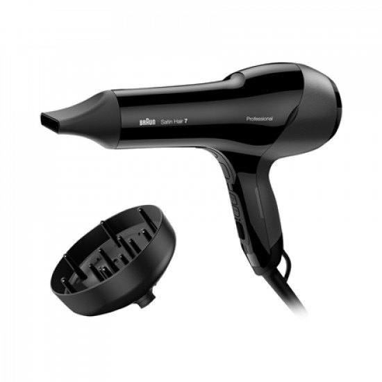 Braun Hair Dryer HD785 Satin Hair 7 SensoDryer 2000 W, Number of temperature settings 4, Ionic function, Diffuser nozzle, Black