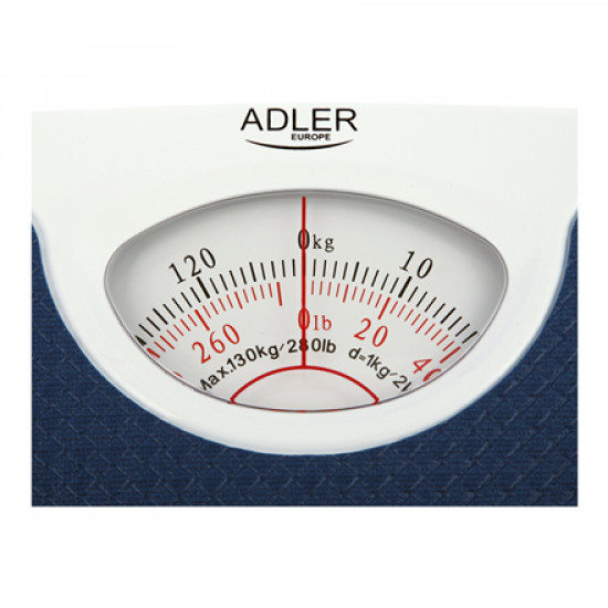 Adler Mechanical bathroom scale AD 8151b Maximum weight (capacity) 130 kg, Accuracy 1000 g, Blue/White