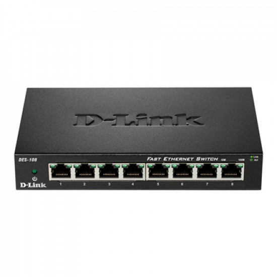 D-Link Ethernet Switch DES-108/E Unmanaged, Desktop, 10/100 Mbps (RJ-45) ports quantity 8