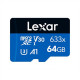 Lexar 64GB High-Performance 633x microSDHC UHS-I, up to 100MB/s read 20MB/s write