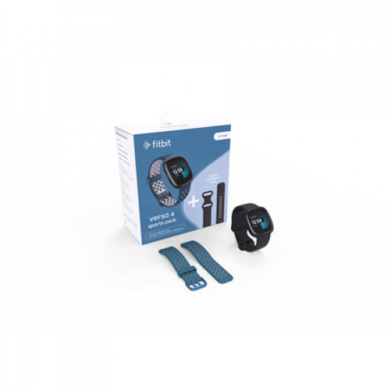 Fitbit Smart watch (EU Bundle) Versa 4 NFC, GPS (satellite), AMOLED, Touchscreen, Heart rate monitor, Activity monitoring 24/7, Waterproof, Bluetooth, Wi-Fi, Black/Sapphire