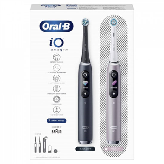 Oral-B | Electric Toothbrush | iO 9 Series Duo | Rechargeable | For adults | Number of brush heads included 2 | Number of teeth brushing modes 7 | Black Onyx/Rose