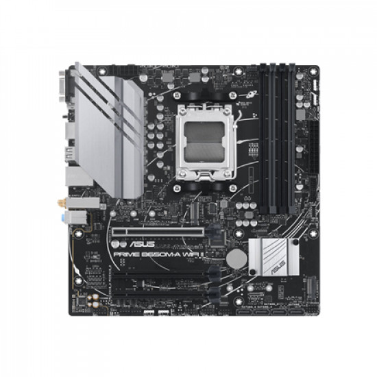 Asus PRIME B650M-A WIFI II Processor family AMD, Processor socket AM5, DDR5 DIMM, Memory slots 4, Supported hard disk drive interfaces SATA, M.2, Number of SATA connectors 4, Chipset AMD B650, mATX