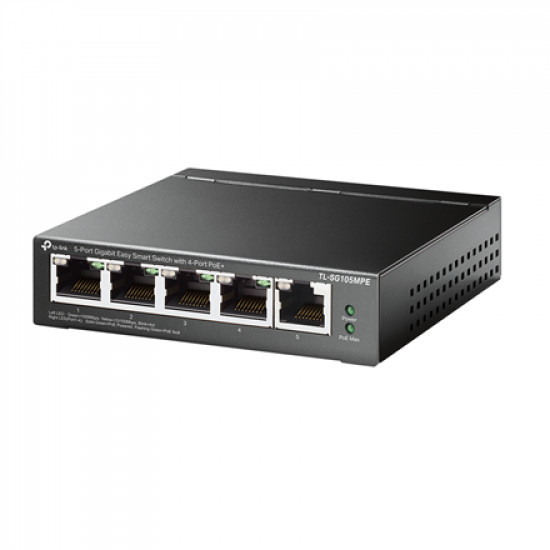 TP-LINK 5-Port Gigabit Easy Smart Switch with 4-Port PoE+ TL-SG105MPE Managed L2, Desktop, Ethernet LAN (RJ-45) ports 5