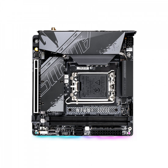 Gigabyte B760I AORUS PRO 1.0 Processor family Intel, Processor socket LGA1700, DDR5 DIMM, Memory slots 2, Supported hard disk drive interfaces SATA, M.2, Number of SATA connectors 2, Chipset Intel B760 Express, Mini-ITX