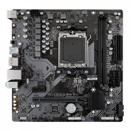 Gigabyte | A620M H 1.0 M/B | Processor family AMD | Processor socket AM5 | DDR5 DIMM | Memory slots 2 | Supported hard disk drive interfaces 	SATA, M.2 | Number of SATA connectors 4 | Chipset AMD A620 | Micro ATX