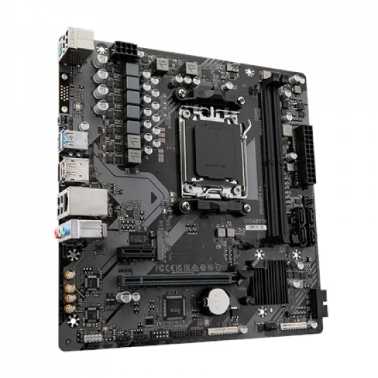 Gigabyte | A620M H 1.0 M/B | Processor family AMD | Processor socket AM5 | DDR5 DIMM | Memory slots 2 | Supported hard disk drive interfaces 	SATA, M.2 | Number of SATA connectors 4 | Chipset AMD A620 | Micro ATX