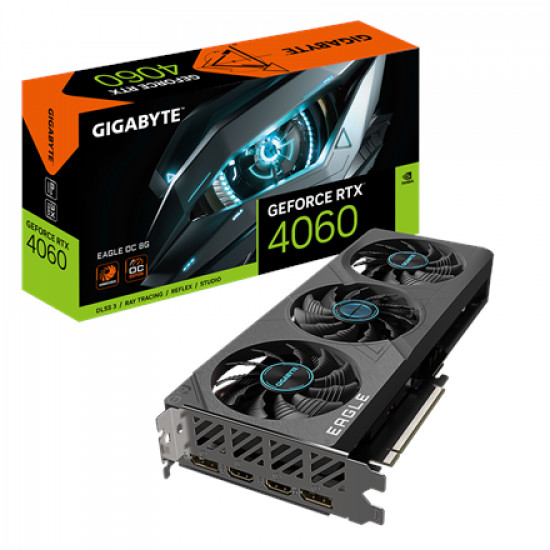 Gigabyte GV-N4060EAGLE OC-8GD 1.0 NVIDIA, 8 GB, GeForce RTX 4060, GDDR6, PCI-E 4.0, HDMI ports quantity 2, Memory clock speed 17000 MHz