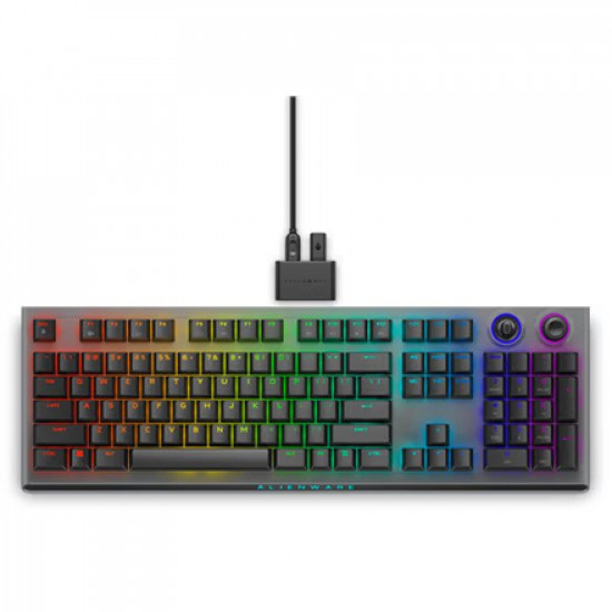 Dell Alienware Tri-Mode AW920K Wireless Gaming Keyboard, RGB LED light, US, Wireless, Dark Side of the Moon, Bluetooth, Numeric keypad, CHERRY MX Red