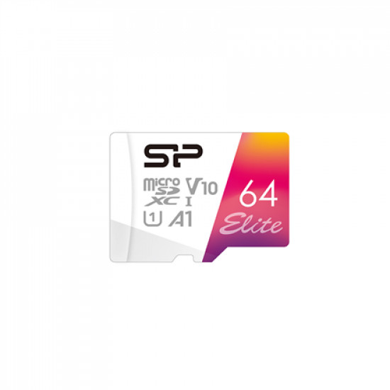 Silicon Power microSDHC UHS-I Memory Card Elite 64 GB, microSDHC/SDXC, Flash memory class 10