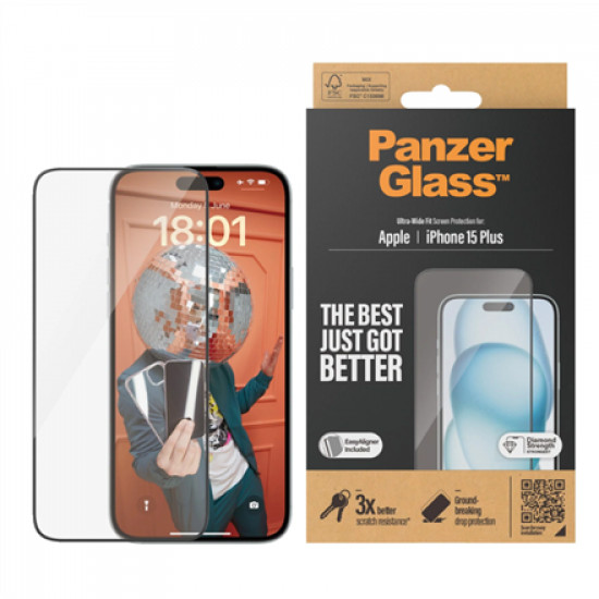 PanzerGlass Screen protector, Apple, IPhone 15 Plus, Glass, Transparent