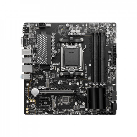 MSI PRO B650M-P Processor family AMD, Processor socket AM5, DDR5, Memory slots 4, Supported hard disk drive interfaces SATA, M.2, Number of SATA connectors 4, Chipset AMD B650, mATX