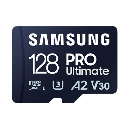 Samsung MicroSD Card PRO Ultimate 128 GB, microSDXC Memory Card, Flash memory class U3, V30, A2, SD adapter