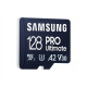 Samsung MicroSD Card PRO Ultimate 128 GB, microSDXC Memory Card, Flash memory class U3, V30, A2, SD adapter