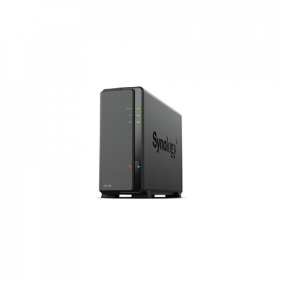 Synology Tower NAS DS124 up to 1 HDD/SSD, Realtek, RTD1619B, Processor frequency 1.7 GHz, 1 GB, DDR4, 1x1GbE, 2xUSB 2.0