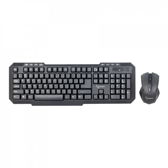 Gembird Desktop Set KBS-WM-02 Keyboard and Mouse Set, Wireless, Mouse included, US, US, Numeric keypad, 450 g, USB, Black, Wireless connection