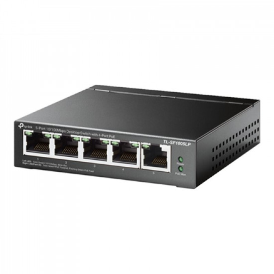 TP-LINK Switch TL-SF1005LP Unmanaged, Desktop, 10/100 Mbps (RJ-45) ports quantity 5, PoE ports quantity 4, Power supply type External