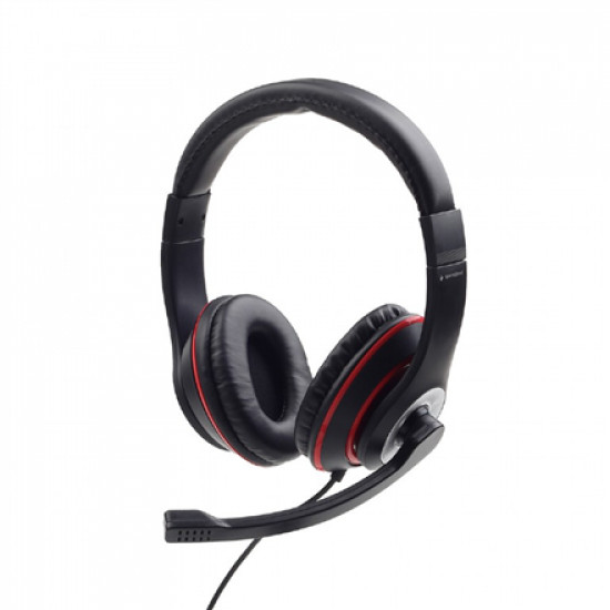 Gembird Stereo headset MHS-03-BKRD Built-in microphone, On-Ear, 3.5 mm, Black colour with red ring