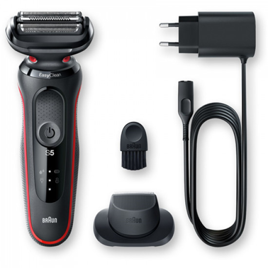 Braun Shaver 51-R1200s Operating time (max) 50 min, Wet & Dry, Black/Red