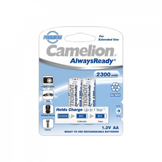 Camelion AA/HR6, 2300 mAh, AlwaysReady Rechargeable Batteries Ni-MH, 2 pc(s)