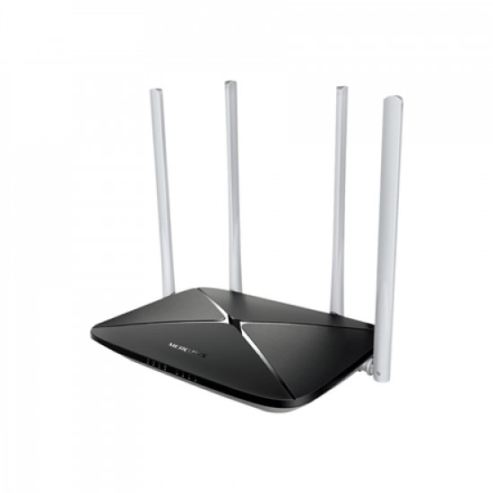 Mercusys AC1200 Dual Band Wireless Router AC12 802.11ac, 300+867 Mbit/s, 10/100 Mbit/s, Ethernet LAN (RJ-45) ports 3, Antenna type 4xFixed, Black