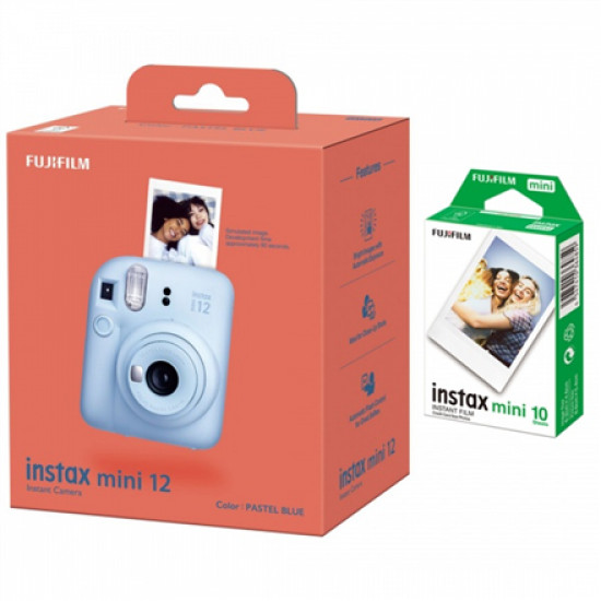 Fujifilm Instax Mini 12 Camera + Instax Mini Glossy (10pl) Pastel Blue 800