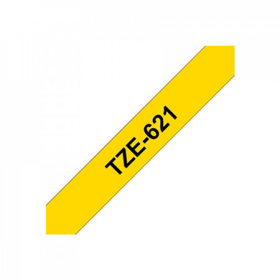 Brother | TZe-621 Laminated Tape | Black on Yellow | TZe | 8 m | 9 cm