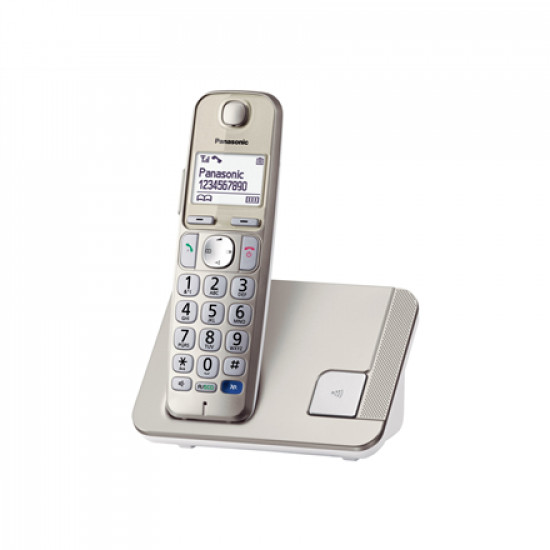 Panasonic Cordless KX-TGE210FXN Champagne Caller ID Phonebook capacity 150 entries Conference call Built-in display Speakerphone