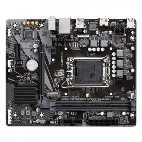 Gigabyte H610M K DDR4 1.0 M/B Processor family Intel Processor socket LGA1700 DDR4 DIMM Memory slots 2 Supported hard disk drive interfaces SATA, M.2 Number of SATA connectors 2 Chipset Intel H610 Express Micro ATX