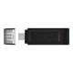 Kingston USB Flash Drive DataTraveler 70 128 GB USB 3.2 Gen 1 Type-C Black