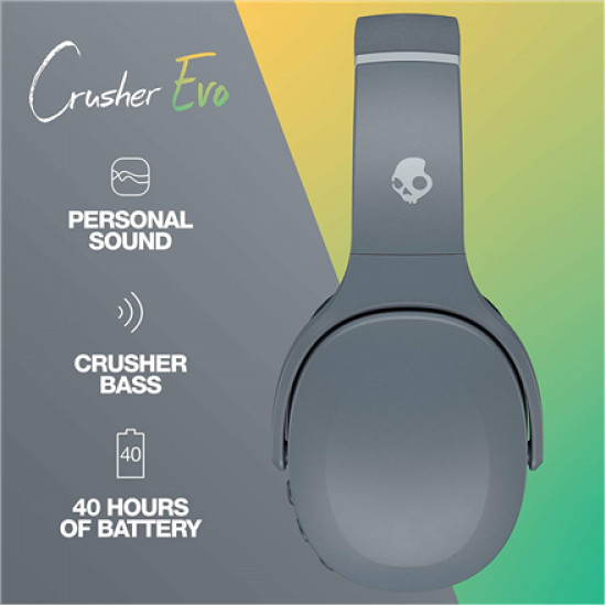 Skullcandy Crusher Evo Headphones Wired & Wireless Head-band Calls/Music USB Type-C Bluetooth Grey