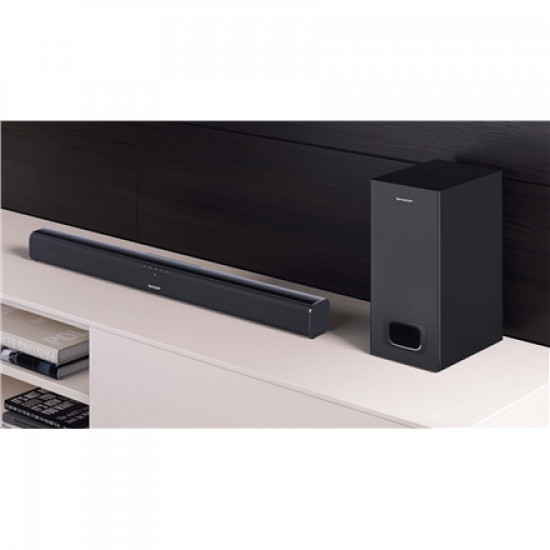 Sharp HT-SBW110 2.1 Slim Soundbar Bluetooth Wireless connection Black AUX in