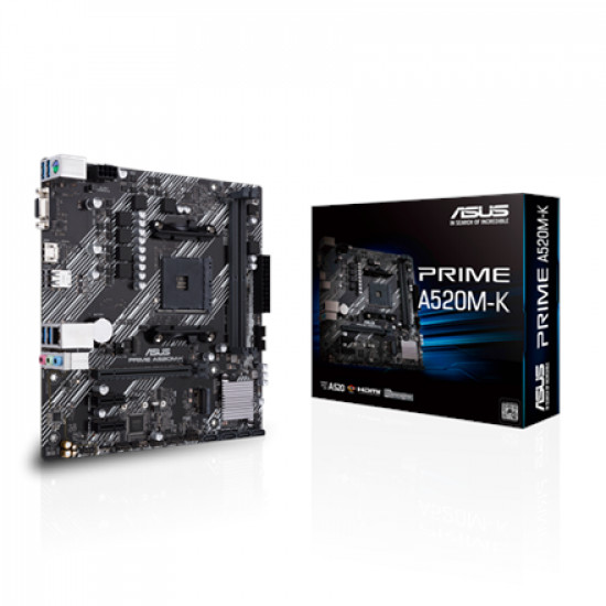 Asus PRIME A520M-K Processor family AMD Processor socket AM4 DDR4 Memory slots 2 Supported hard disk drive interfaces M.2, SATA Number of SATA connectors 4 Chipset AMD A Micro ATX