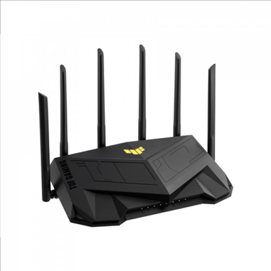 Asus Dual Band WiFi6 Gigabit Router TUF Gaming AX6000 802.11ax 1148+4804 Mbit/s 10/100/1000 Mbit/s Ethernet LAN (RJ-45) ports 5 Mesh Support Yes MU-MiMO Yes No mobile broadband Antenna type External