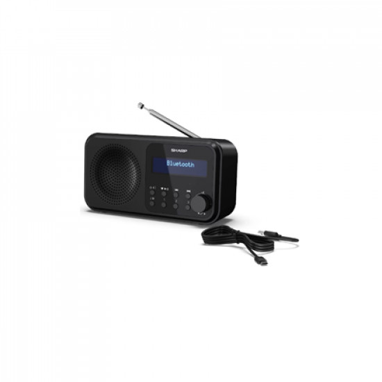 Sharp DR-P420(BK) Tokyo Portable Digital Radio, FM/DAB/DAB+, Bluetooth 5.0, USB or Battery Powered, Midnight Black Sharp Tokyo Portable Digital Radio DR-P420(BK) Midnight Black USB port Headphone out Bluetooth FM radio