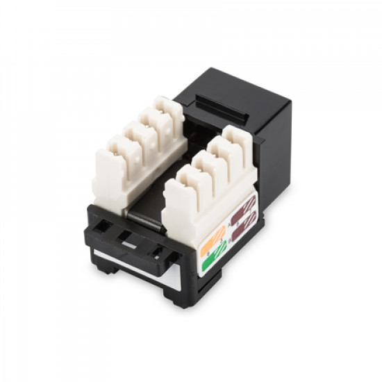 Digitus Class D CAT 5e Keystone Jack DN-93501 Unshielded RJ45 to LSA Black Cable installation via LSA strips, color coded according to EIA/TIA 568 A & B The Cat 5e keystone module supports transmission speeds of up to 1 GBit/s & 100 MHz in connection with