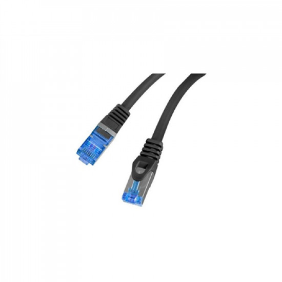 Lanberg Patch Cord cat. 6 FTP PCF6A-10CC-0025-BK S/FTP Black 0.25 m S/FTP shielding type Aluminium braid on wire and each pair foiled additionally. The coating is made of low-smoke and Halogen-free materials (LSZH). Category compliance confirmed by Fluke 